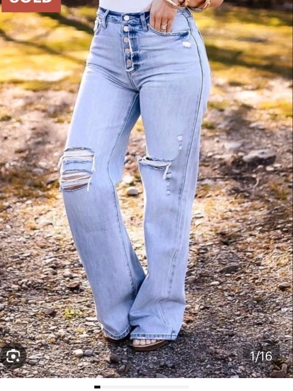 KanCan Light Blue High-Rise Distressed Wide-Leg Jeans